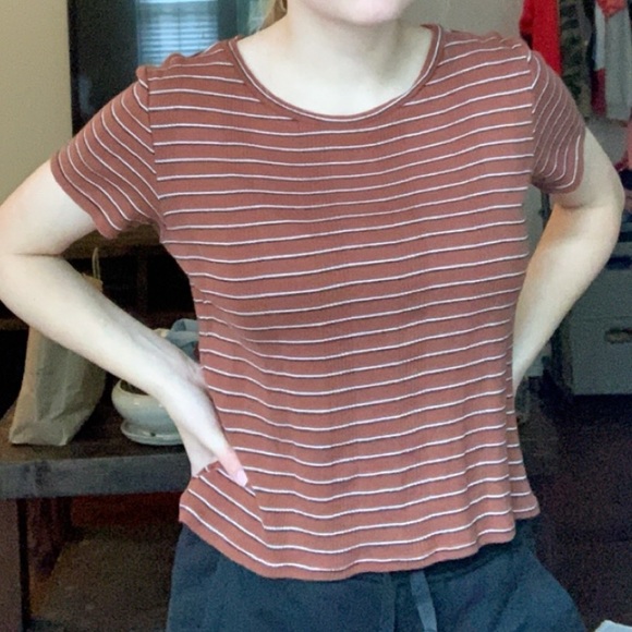 american eagle brown black and white crop top - Picture 5 of 5